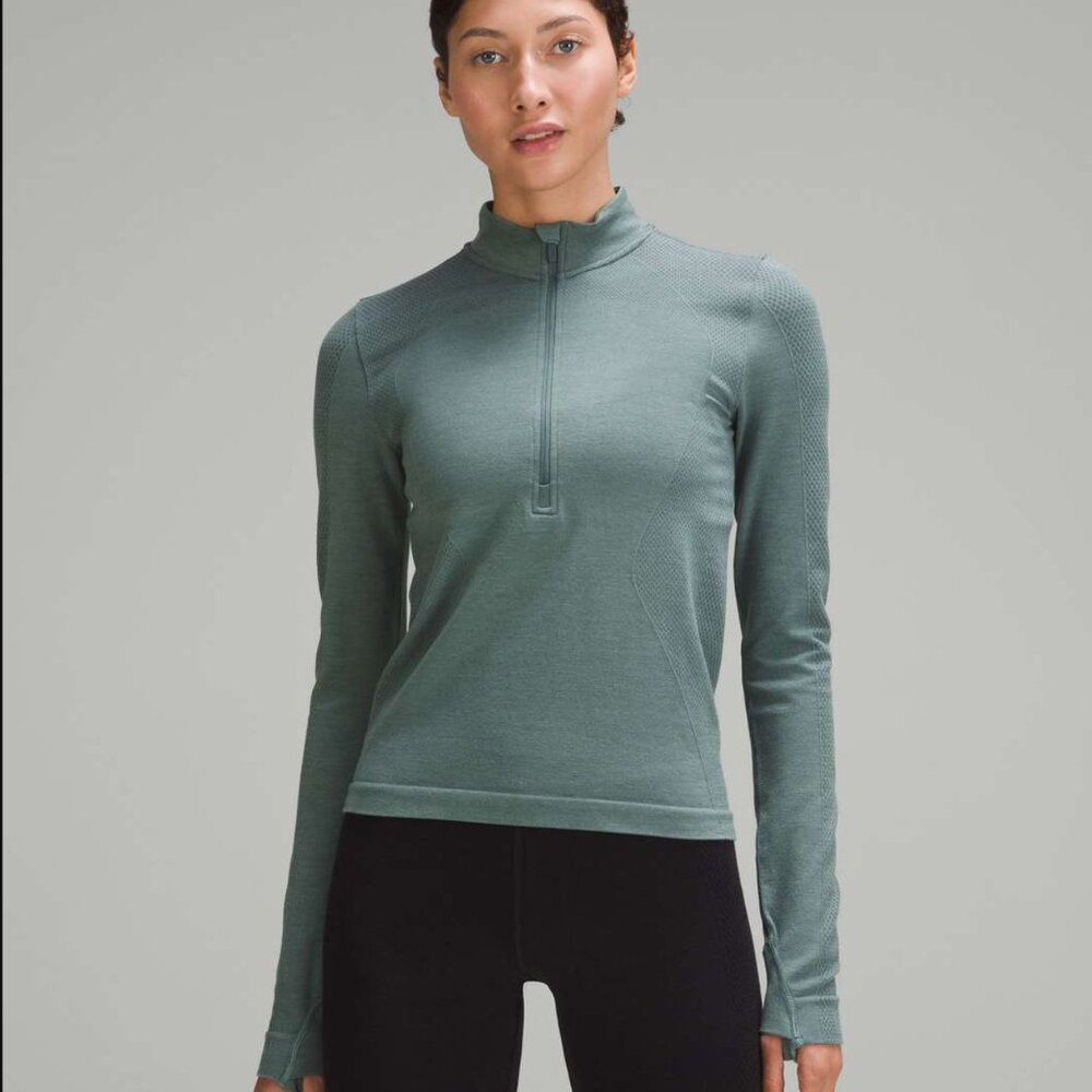 Lululemon Merino Wool-Blend Base Layer Half Zip - Medium Forest (Green) - 10